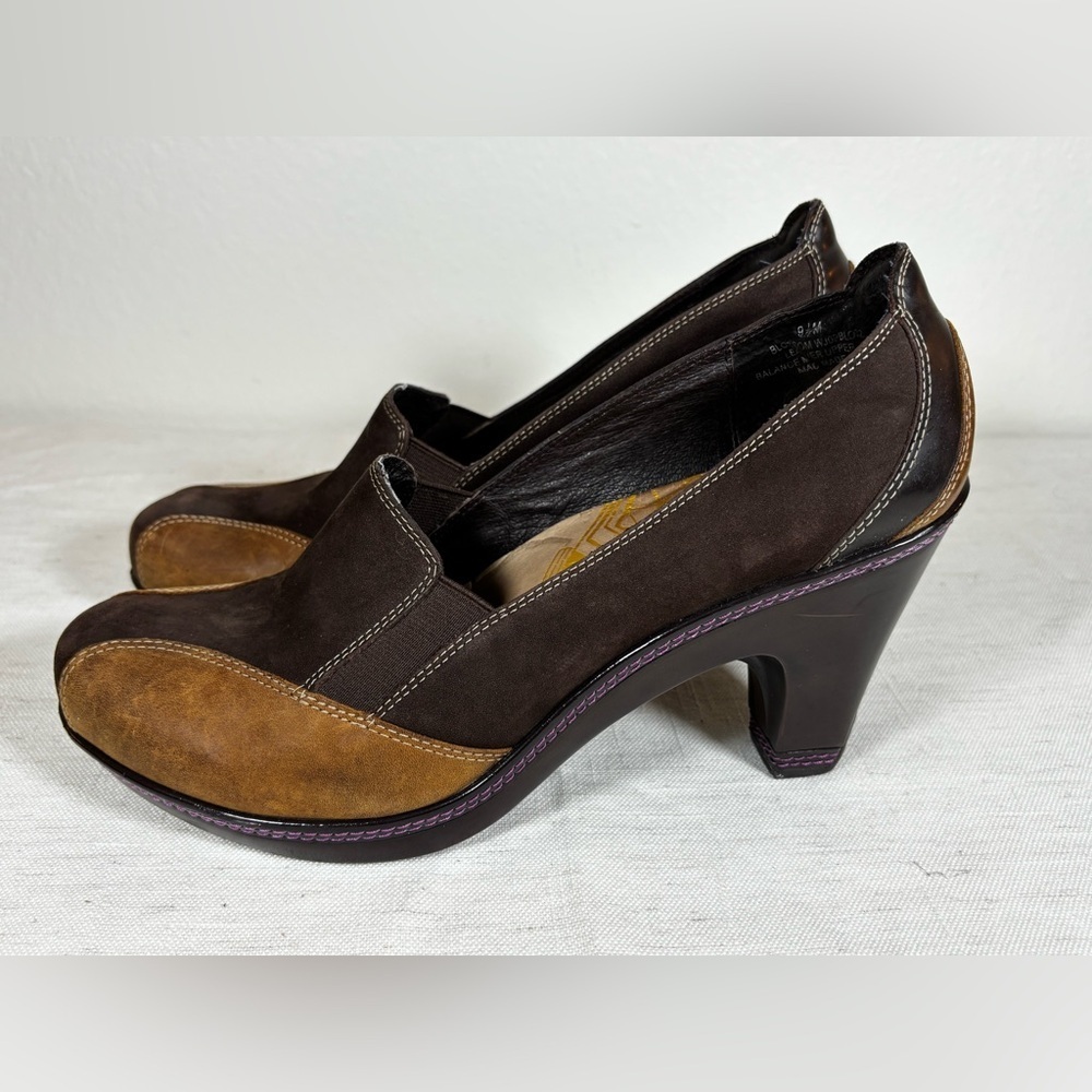 Jambu J-41 Blossom Brown Suede Leather Heels Comfort Shoes Size 9.5